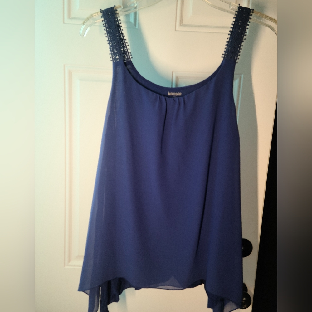 Kensie Chiffon Crochet Straps Tank Top